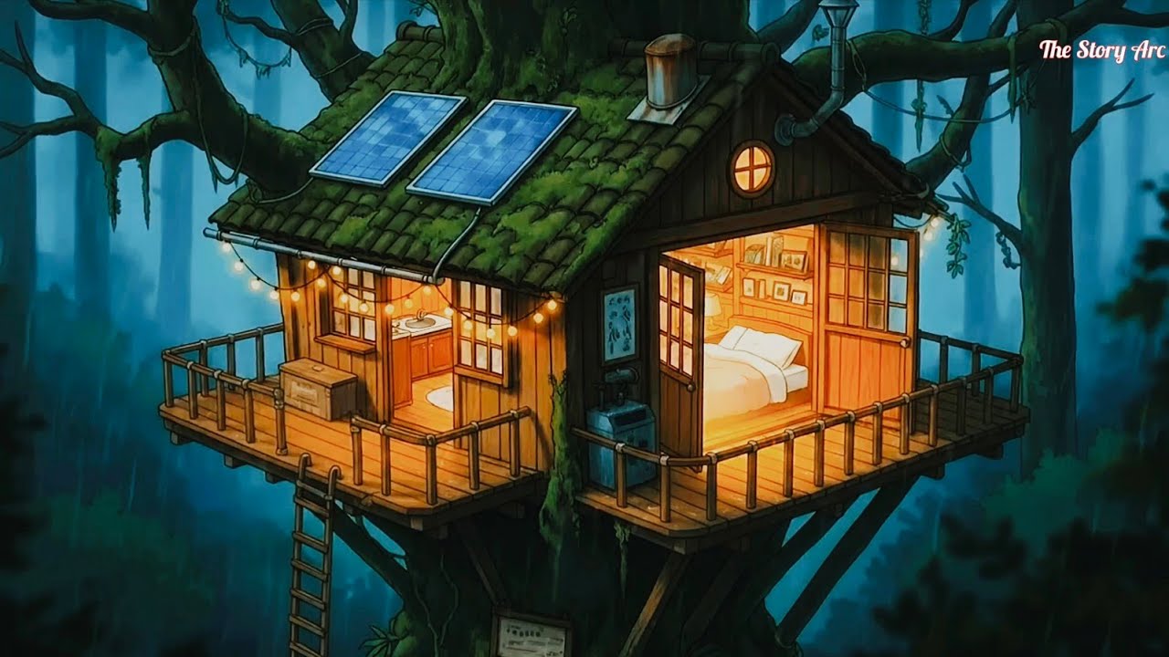 Дождливый день в домике на дереве | Тихие дни студии Ghibli | Видео в стиле Ghibli
