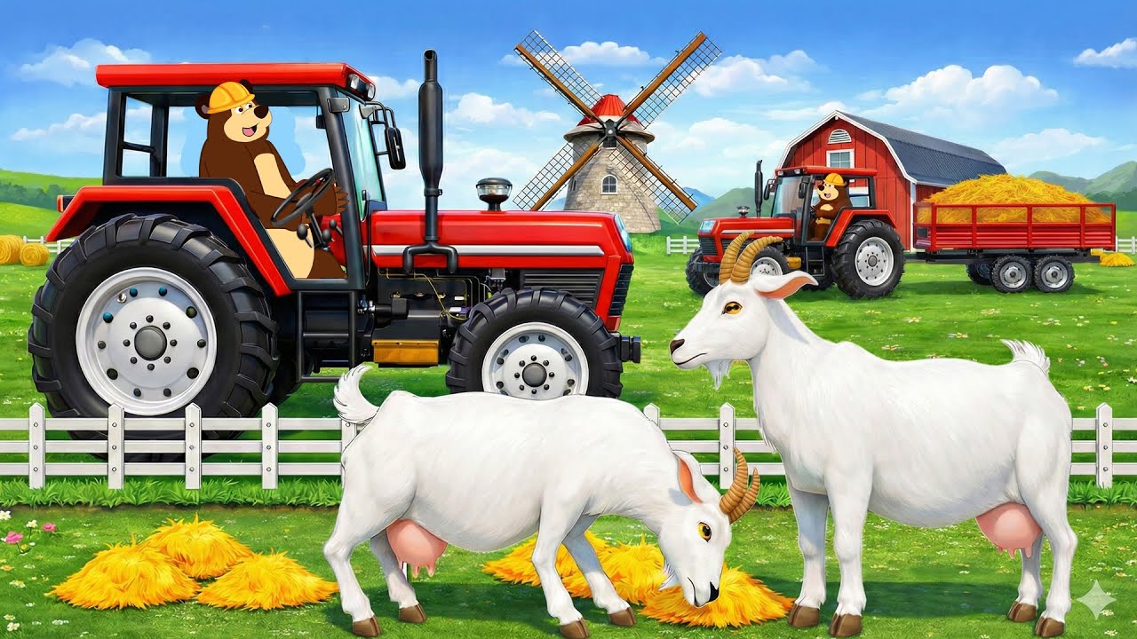 The Bear Farm 🐐🚜 | Transporting Goats to Pasture & Evening Return | Real Farm Animation