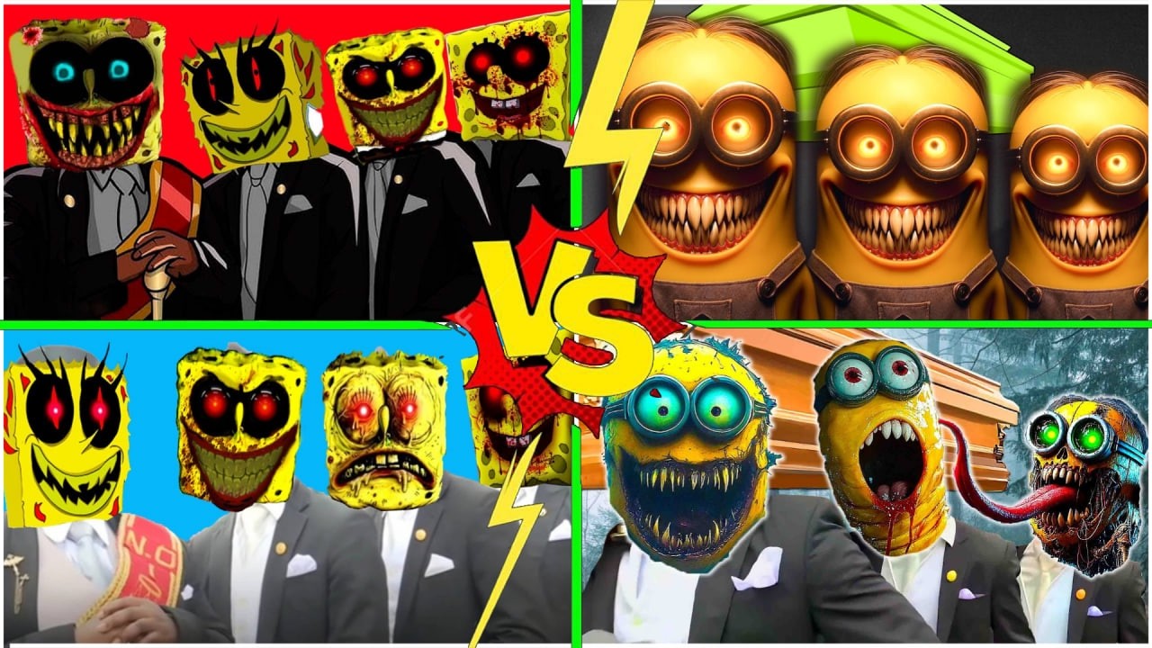 Spongebob exe vs Minoins exe vs Mr Crabs vs Plankton Tiles hop