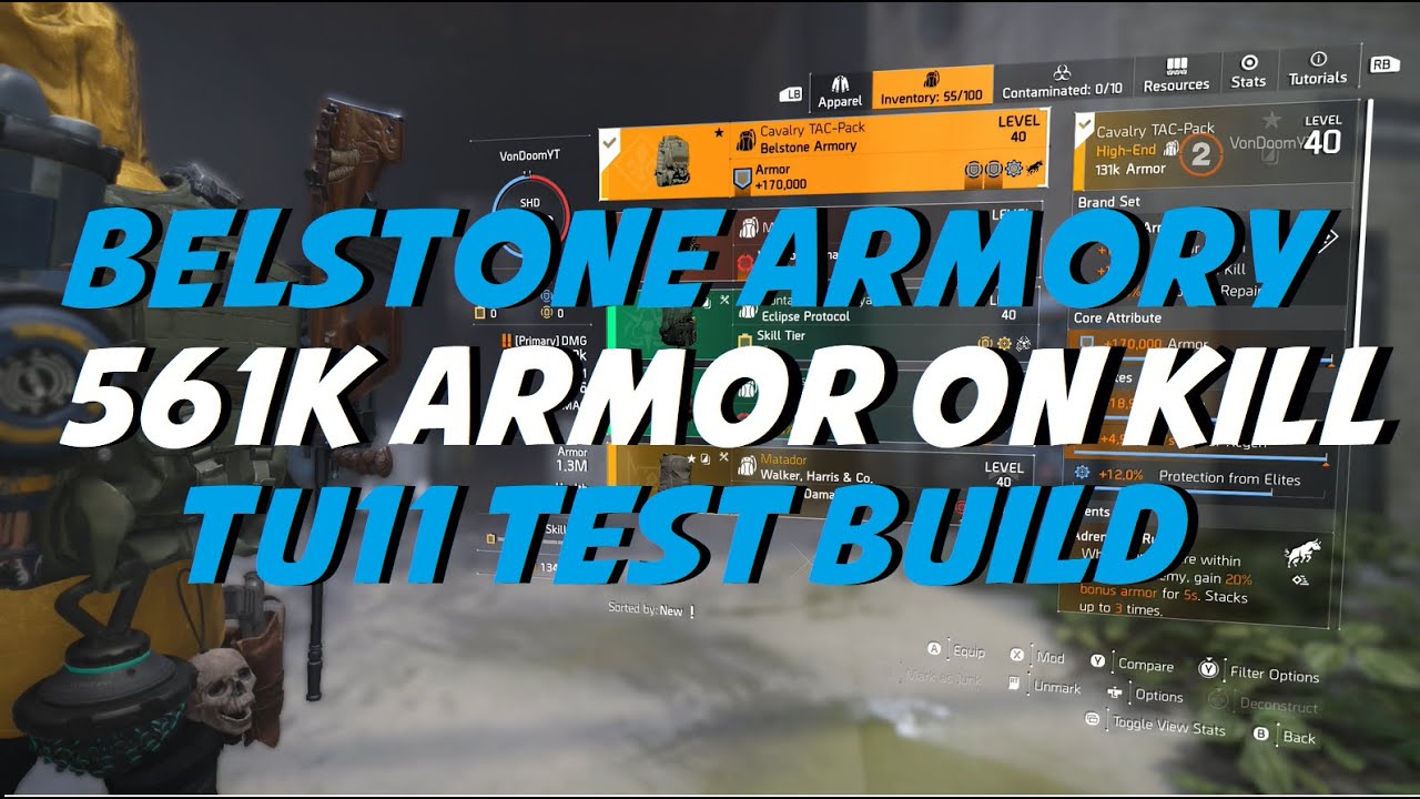 Belstone Armory Test Build | 561k Armor on Kill | The Division 2: TU11 (PTS)