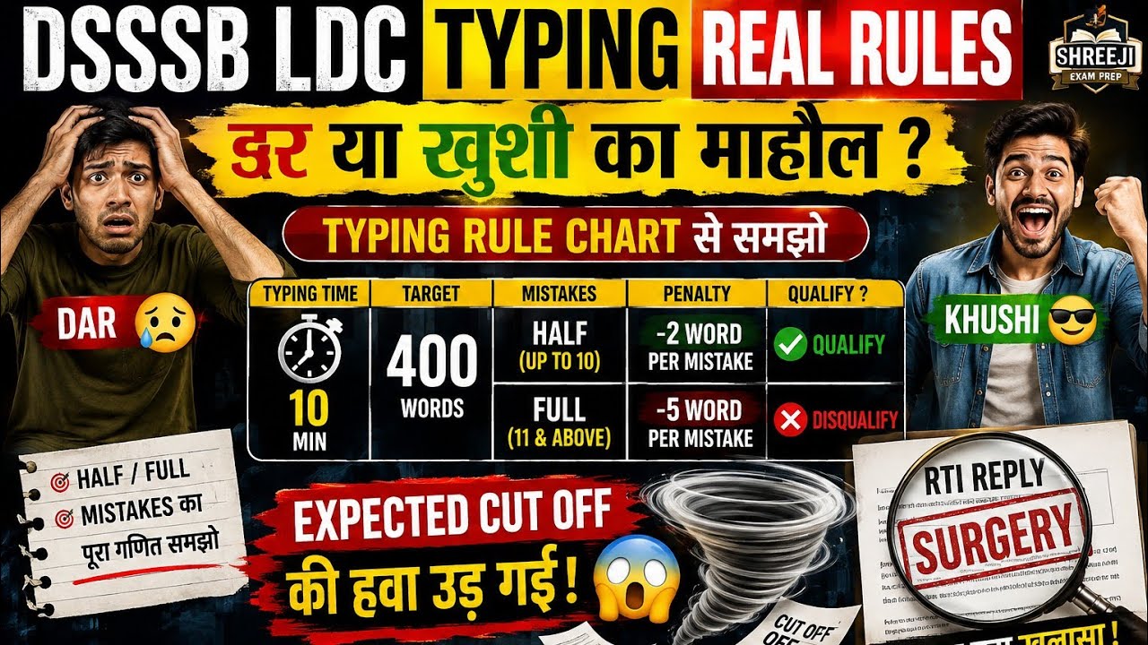 Dsssb Ldc Typing Rule Details Rti Reply #dsssbldc #dsssbjuniorassistant #dsssbgrade4 