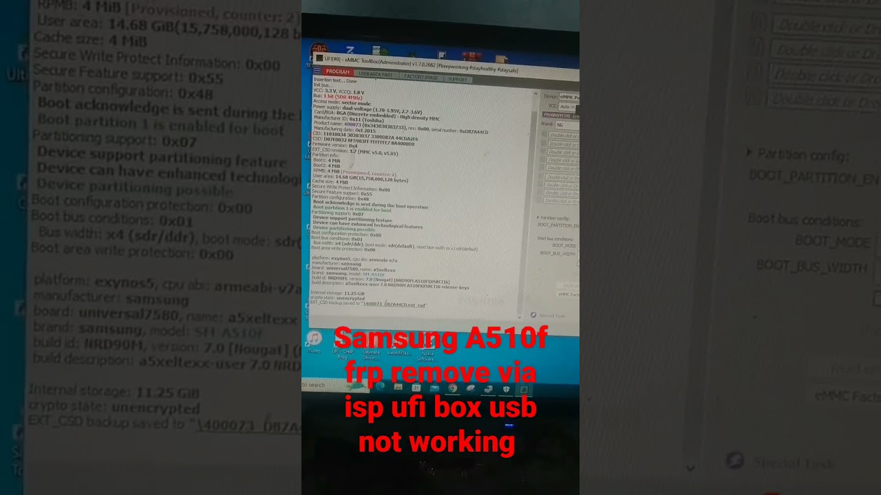 Samsung galaxy A510f frp remove via isp ufi box usb not working