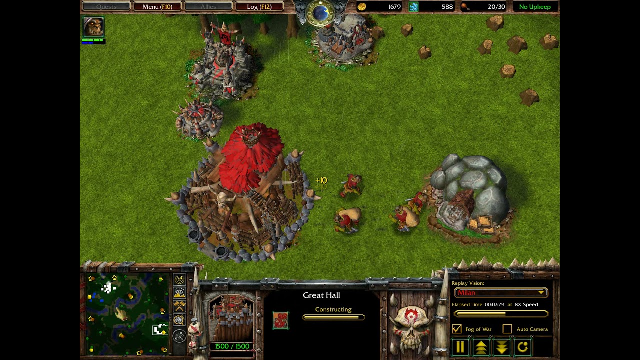 Warcraft III 1.30v Orc Vs Night Elf Computer Insane (Amai)