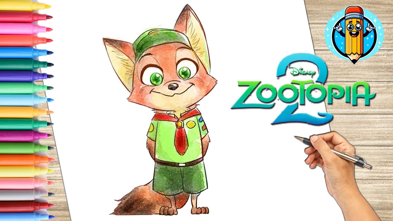 Dibuja y Colorea a NICK WILDE 🦊 | ZOOTOPIA 2 | Dibujos Para NI&Ntilde;OS