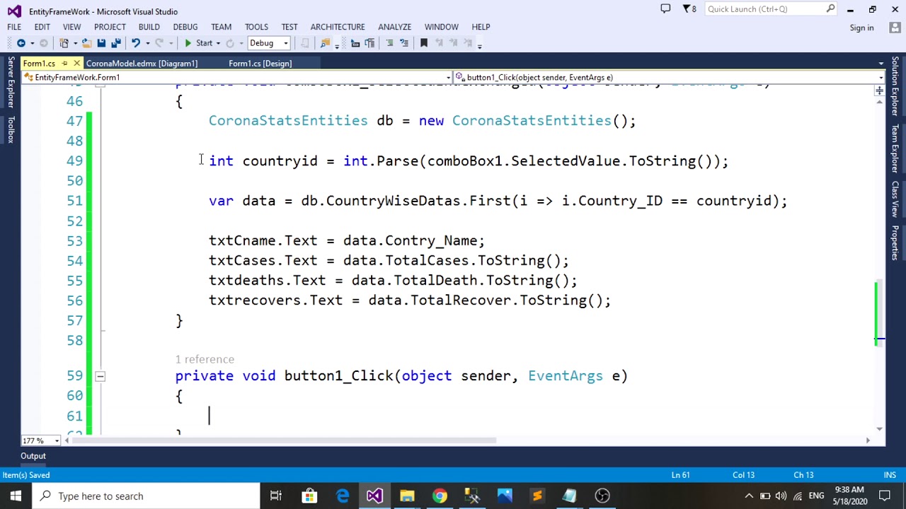 Working on Entity Framework in windows form application using C# #EntityFrameWork