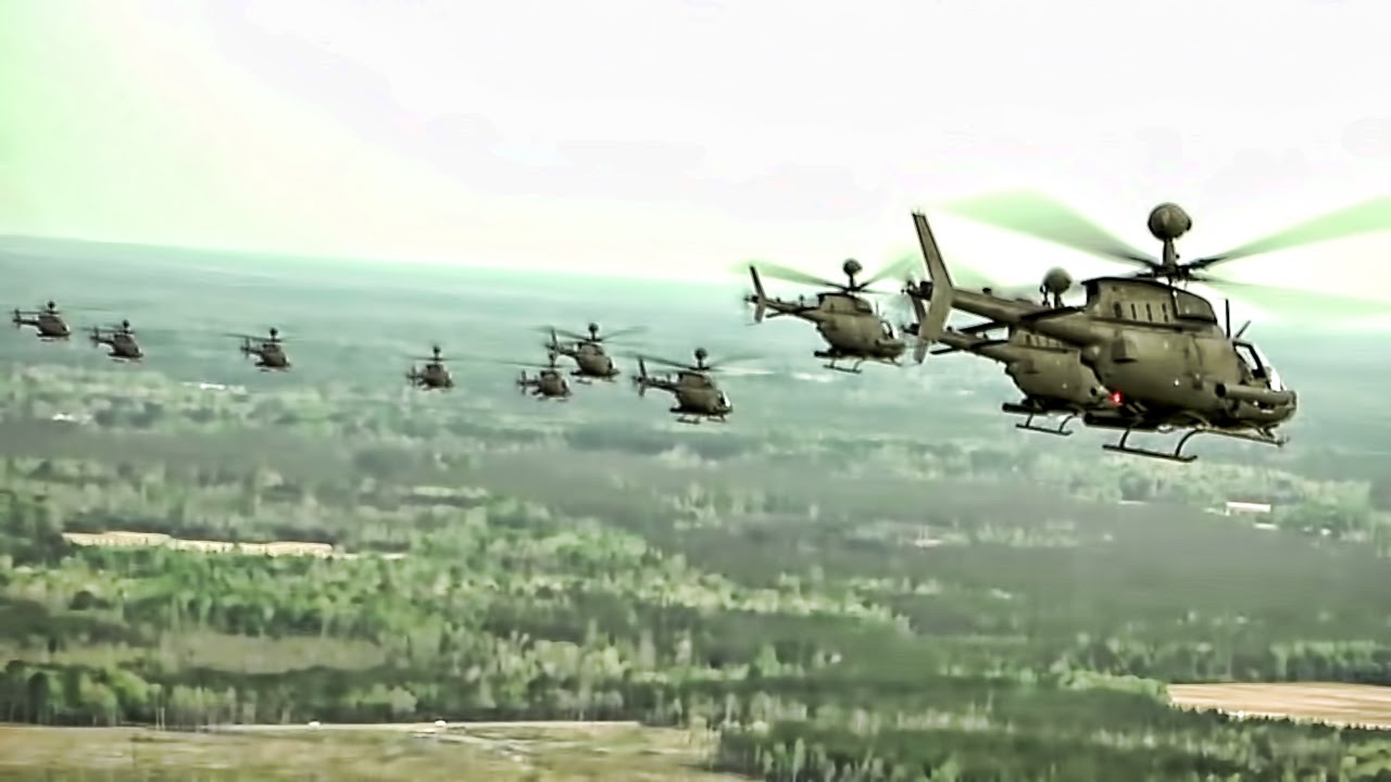 Mass Kiowa Warrior Flyover • World Record Most Helicopters