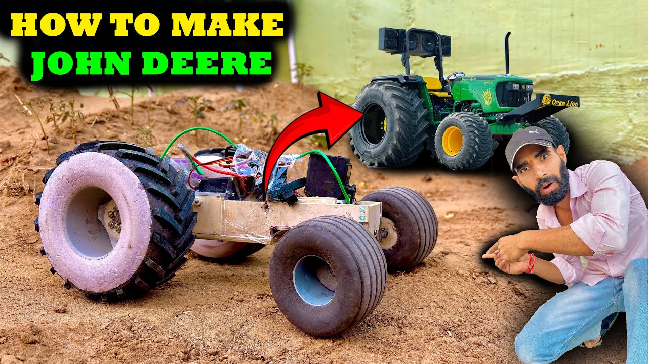 How to make John Deere tractor using Dc gear motor | Making a tractor with PVC PIPE @GranthVlogs-8