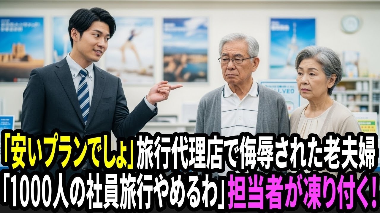 「どうせ安い旅行しか選ばないでしょ？」と旅行代理店で嘲られた老夫婦→「1000人の社員旅行だったけど…」翌日、その“正体”に店内が凍りつく！