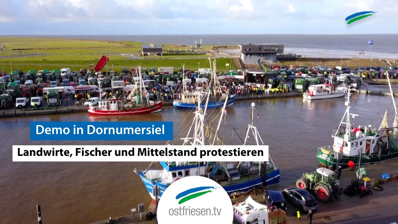 Protest in Dornumersiel: Landwirte und Fischer demonstrieren