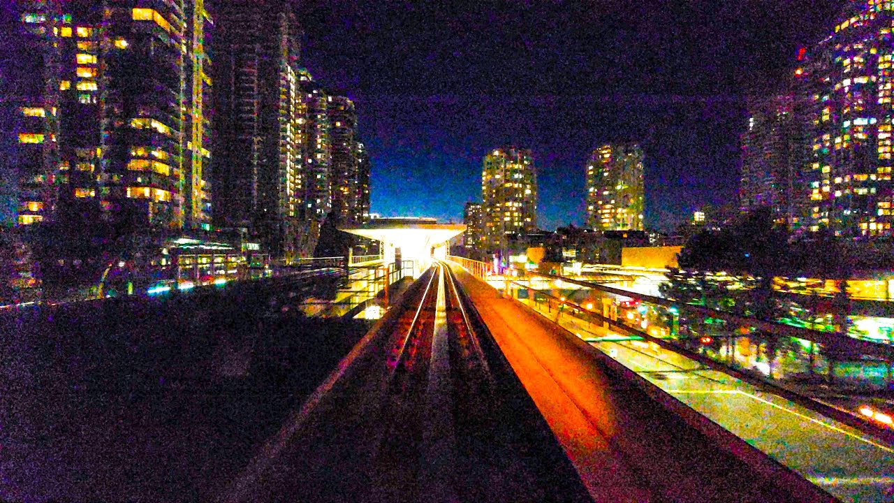 Vancouver Skytrain 4k: Expo Line [King George - Waterfront] (Full Ride at Night, 2020)