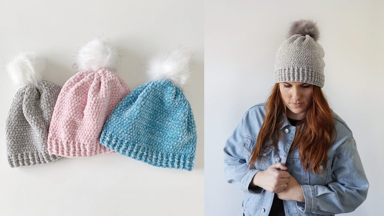 Crochet Velvet Winter Hat