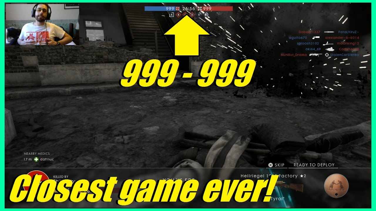 Battlefield 1 - Who will win? Closest game in Battlefield history! 999-999 OMG!