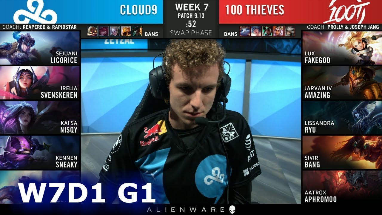 C9 vs 100 | Week 7 Day 1 S9 LCS Summer 2019 | Cloud 9 vs 100 Thieves W7D1