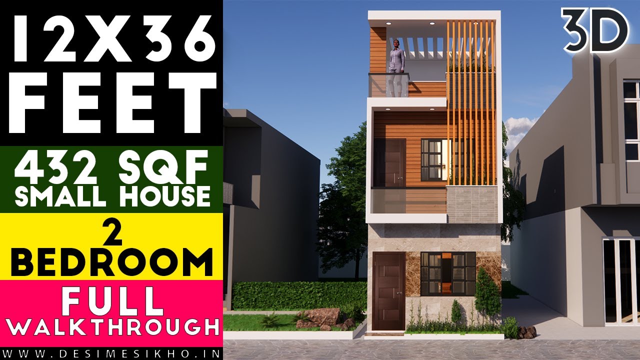 12x36 Feet East Facing House Design || 432 SQF With 2 Bedroom || Plan-7
