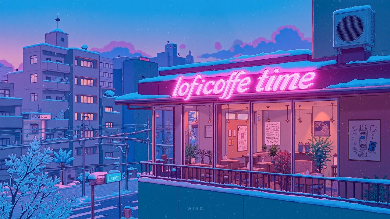 A Quiet Winter Coffee Shop Above the City ❄️ Soft Lofi Music for Calm Nights, Focus and Relax.