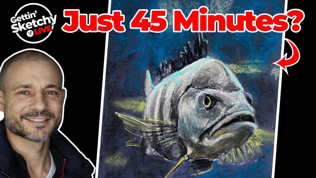 Can I Draw a Fish with Pastels LIVE in 45 Minutes? - Gettin' Sketchy