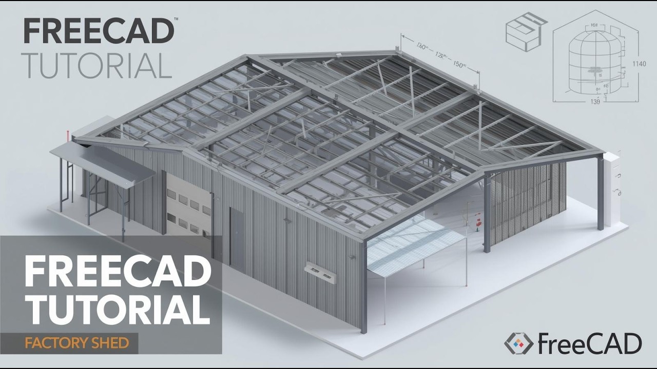 Design an Industrial Factory Shed in FreeCAD | Step-by-Step