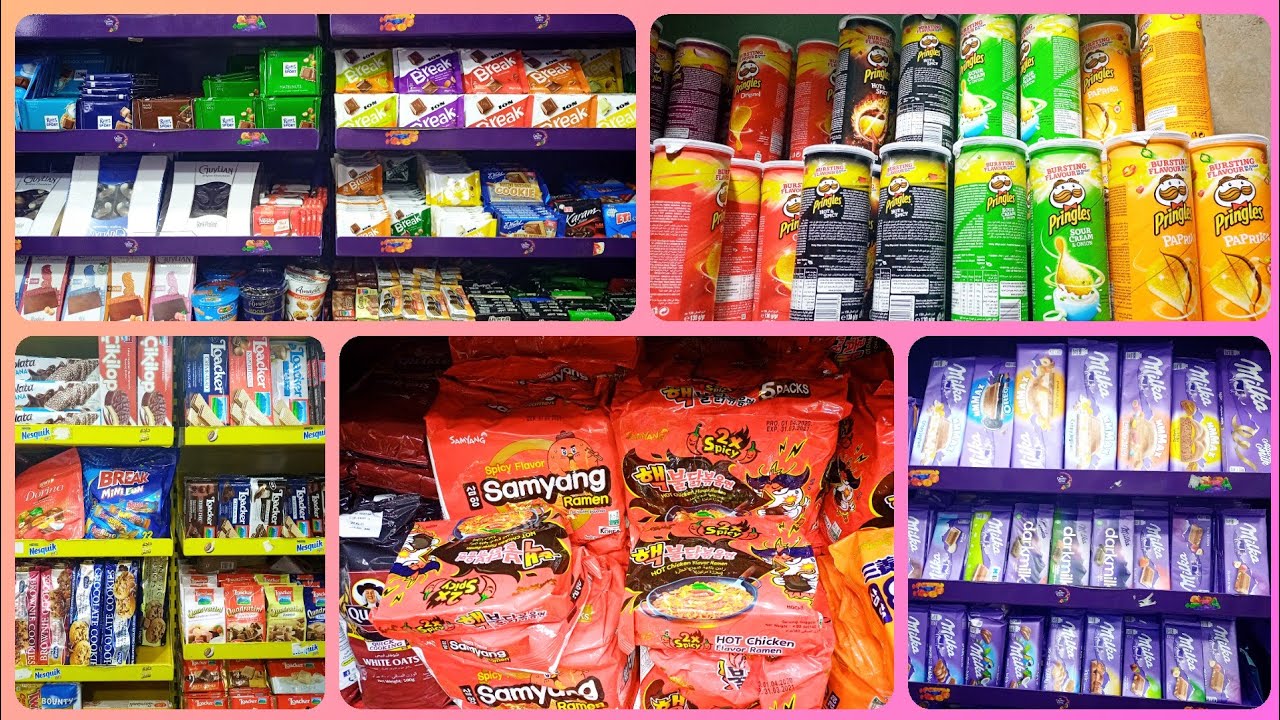 بين الحارات واسعار الشوكولاتات المستورده الاندومي الكوري بسعر جمله الجمله عند تاجر السعاده 😱😱😱🍬🍫🍡🍭🧃💃