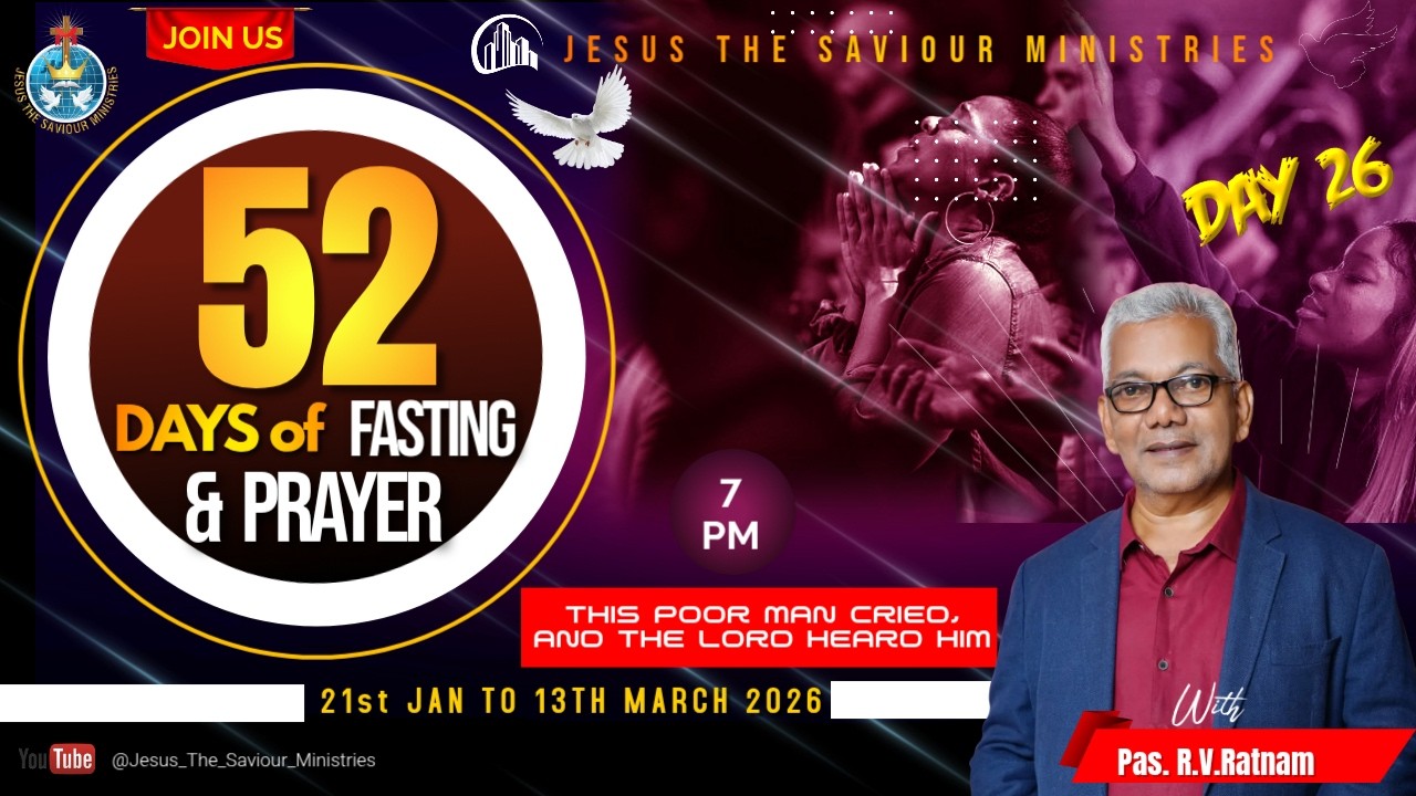 🟥DAY 26 | 52 Days Fasting & Prayer with Pastor | R.V.RATNAM GARU | 7 PM | Live Online |
