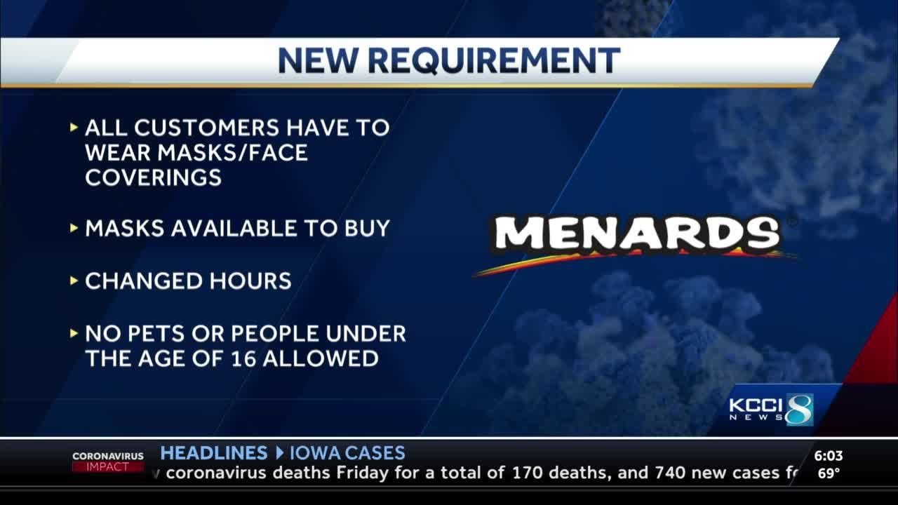 Menards requires customers to wear face masks