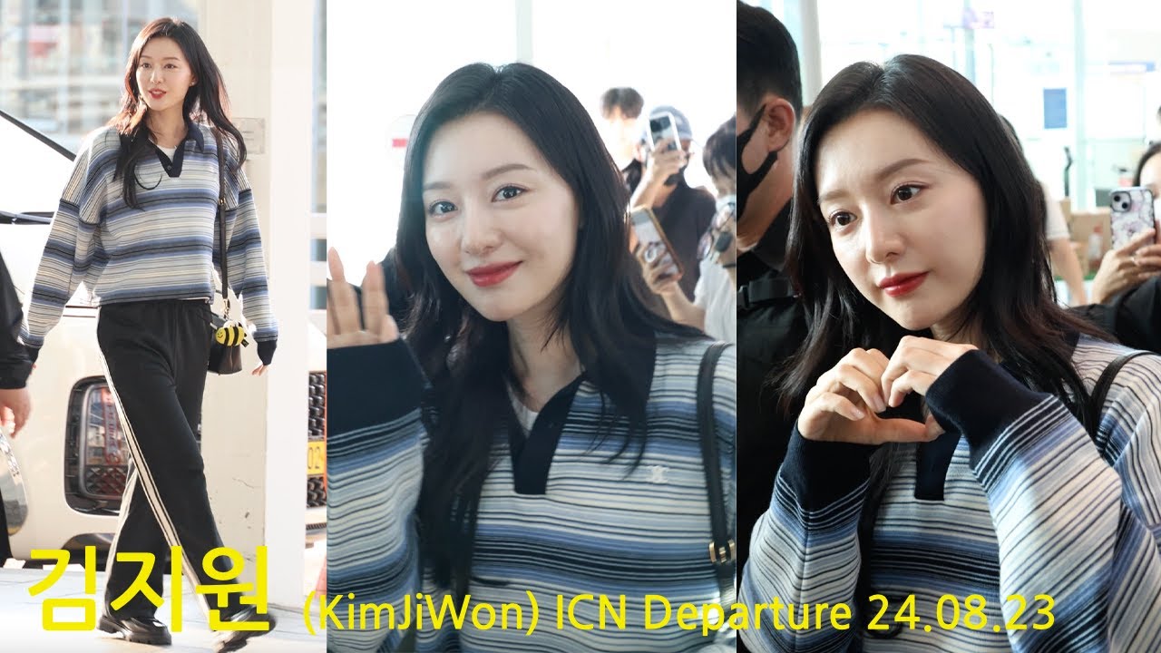 김지원 가을을 부르는 지원 배우님의 의상. 오늘도 팬들과 다정하게 소통하며 방콕 팬미팅 출국하는 배우 KimJiWon /24.08.23/