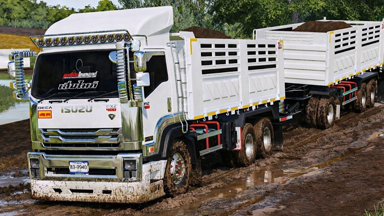 รถพ่วง360ท่อลั่นๆวิ่งดินมาถมบ่อโคลนเจอเเต่ทางโหดๆ FARMING SIMULATOR 19