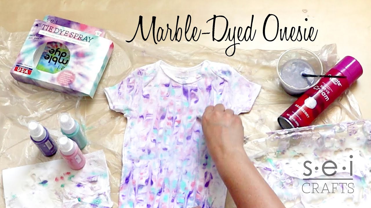 How to Make a Marbled Shirt Using Fabric Dye - Marble a Onesie with Shaving Cream and Dye