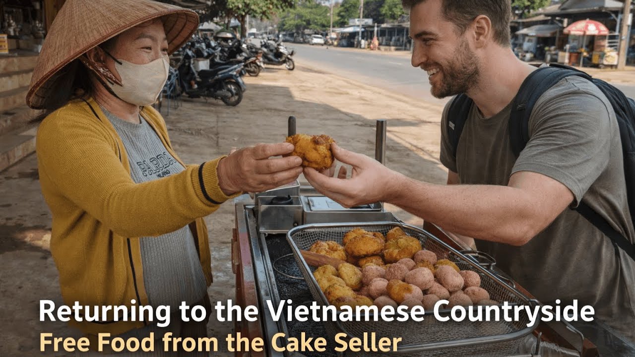 Returning to the Vietnamese Countryside – Unexpectedly Offered Free Food by the Cake Seller