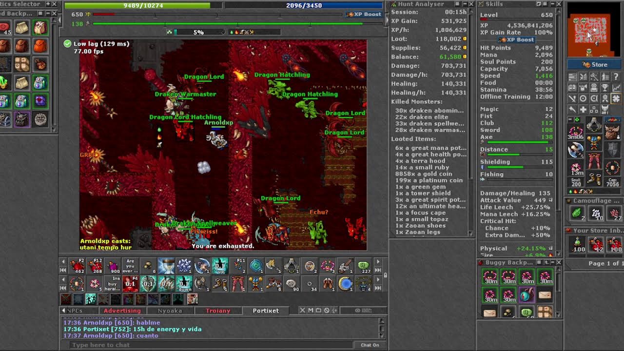 EK 650 ARNOLDXP #212 CUÁNTOS TIBIA COINS SE PRODUCEN EN (DRAKENS) (TASK Y BOSS) (skill Axe 119)