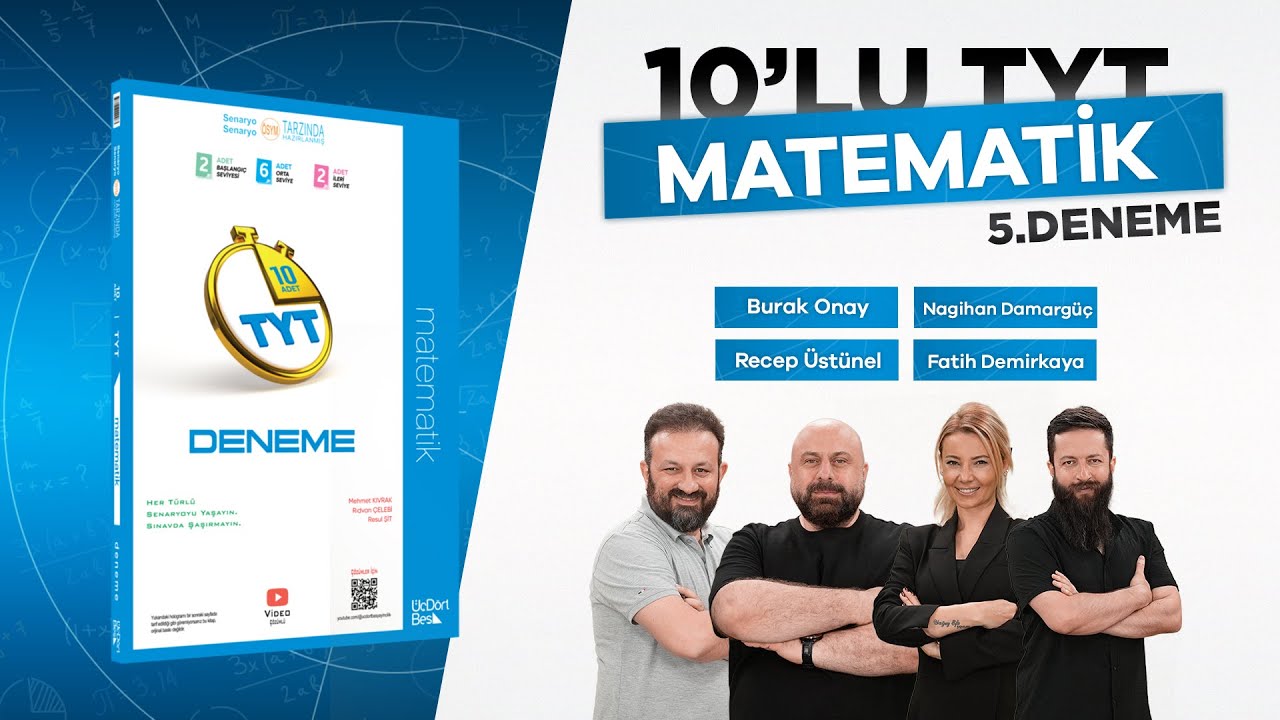 ÜÇDÖRTBEŞ YAYINCILIK 10'LU TYT MATEMATİK DENEMESİ 2026 - 5.DENEME