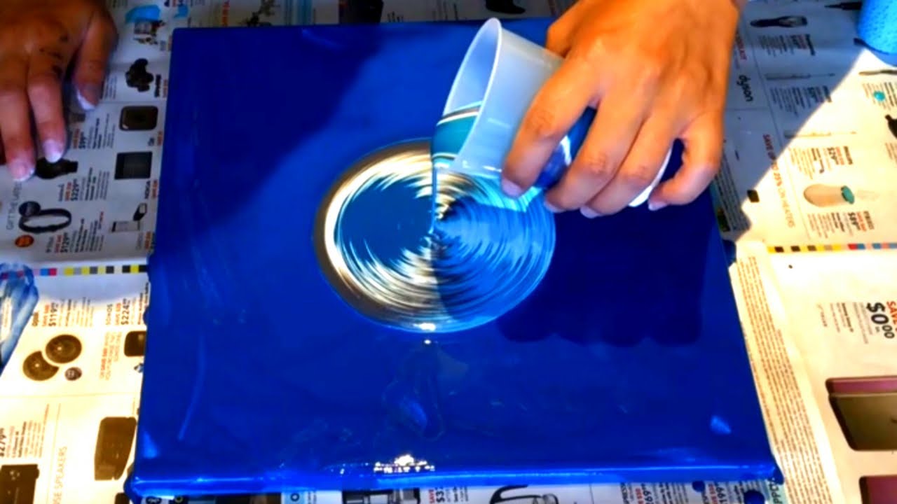 #86 - I've got the Blues - Ring Pour technique ~ Acrylic Pouring