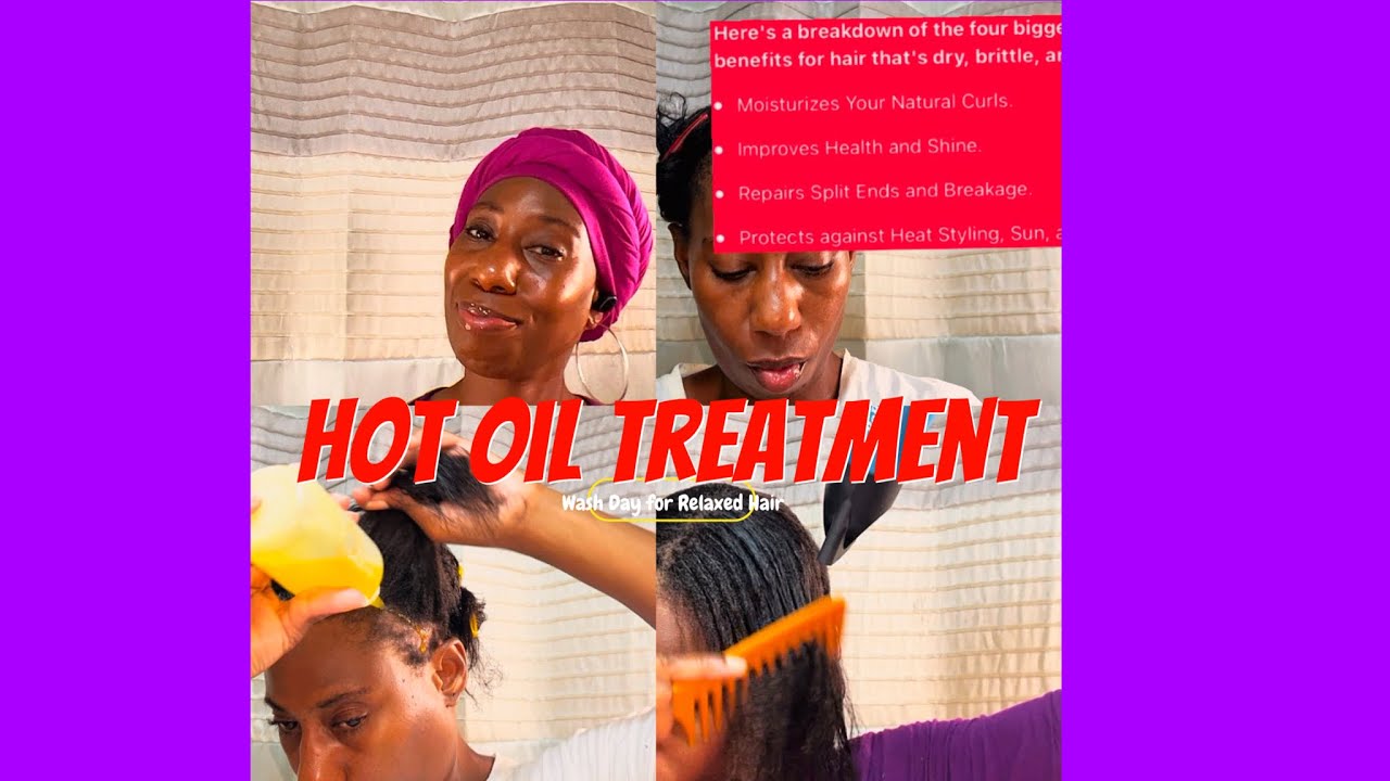 Hot oil treatment | Wash Day real routine for dry relaxed hair #hotoiltreatment #dryhairremedy #hair