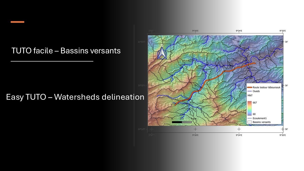 Délimitation de bassins versants avec QGIS (Watershed delineation with QGIS)