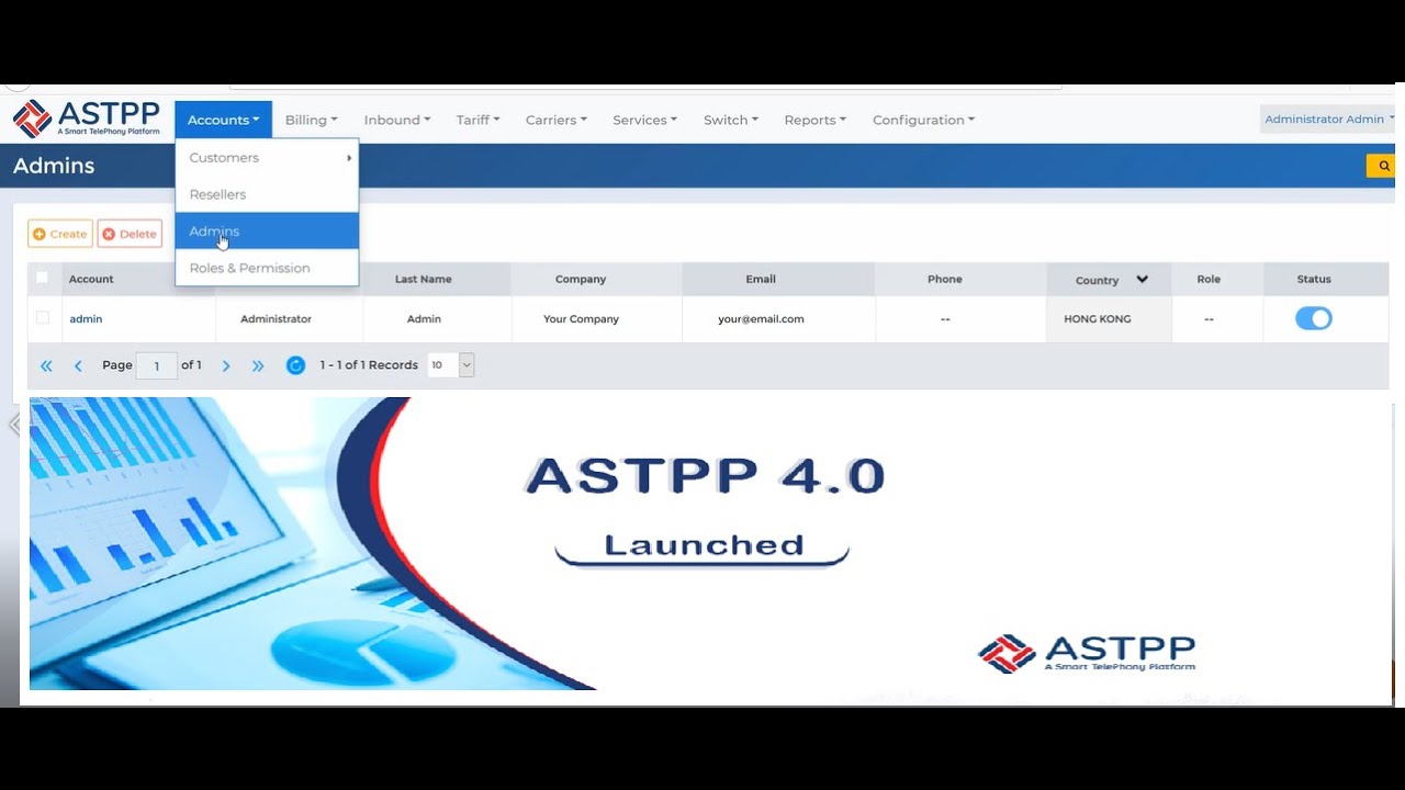 How to Add new Admin USER in ASTPP 4.0