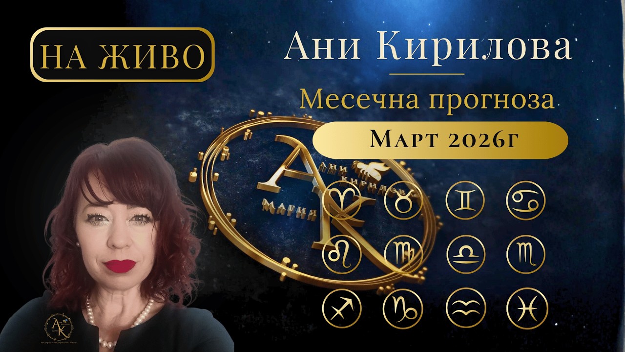 МАРТ2026/Месечни прогнози за всички слънчеви знаци/На живо/ 26.02.2026г/Запис от Фейсбук/АниКирилова