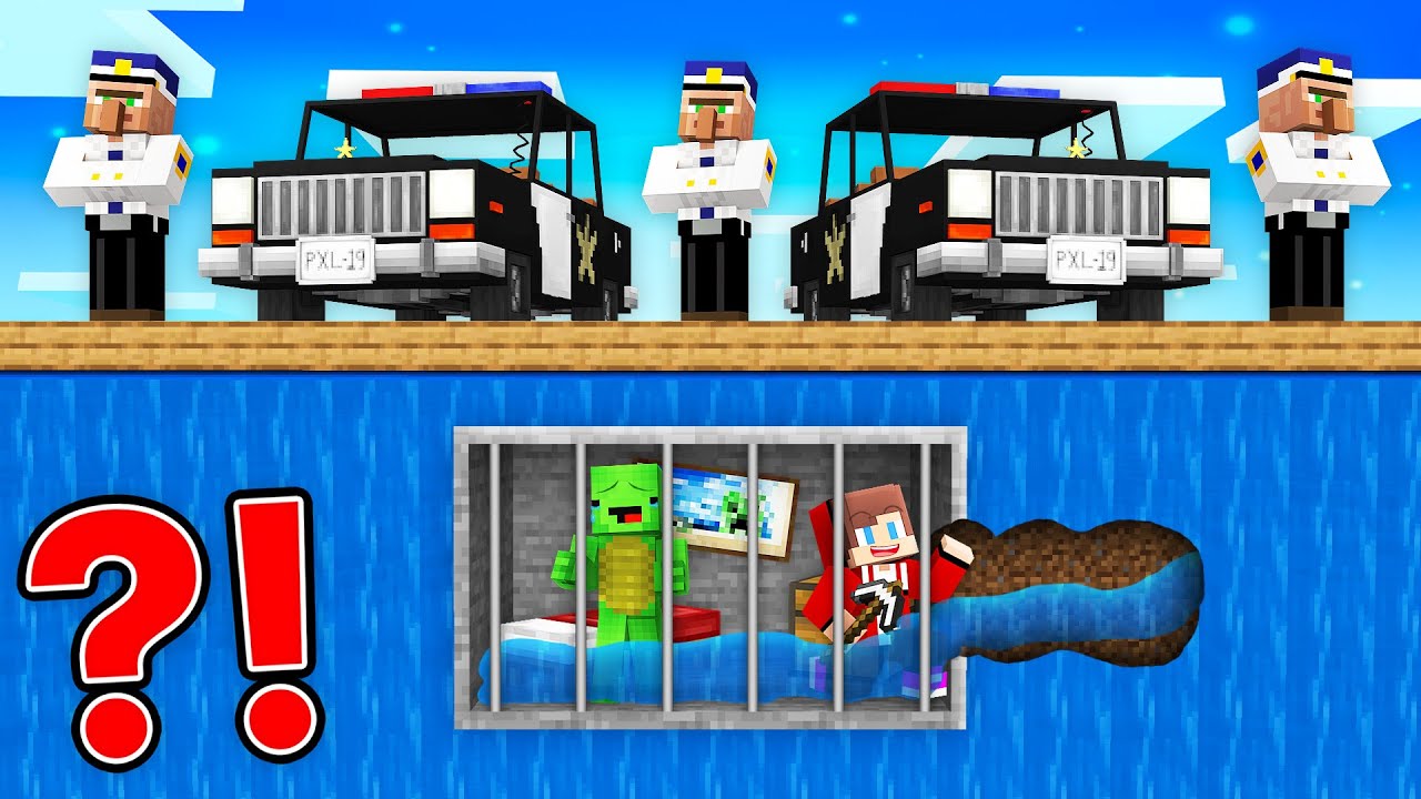 JJ and Mikey Escaped From the Underwater Prison in Minecraft (Maizen)