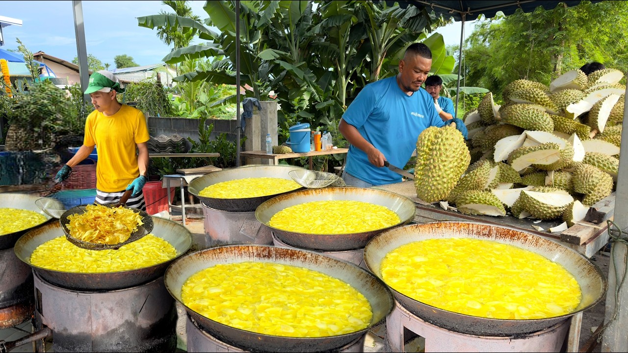Frying 1000 Kg of King Fruit! Making The Best Crispy Snack of Durian | Thai Street Food