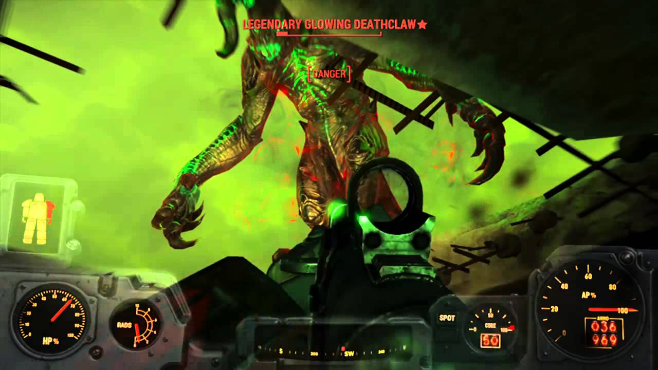 Fallout 4 - Fighting a Legendary Glowing Deathclaw [Very Hard Difficulty]