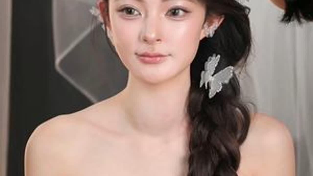 新娘婚礼当天披发造型如何快速变化造型侧辫加侧盘丸子头造型教程 #新娘造型教程    #发型教程   #婚礼化妆造型   #发型教程