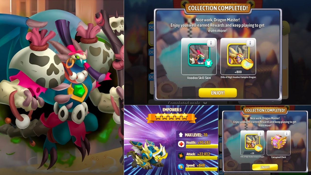 #835. Dragon city | Get a new Voodoo Skill Skin | Max power Shimmer Armored Dragon.