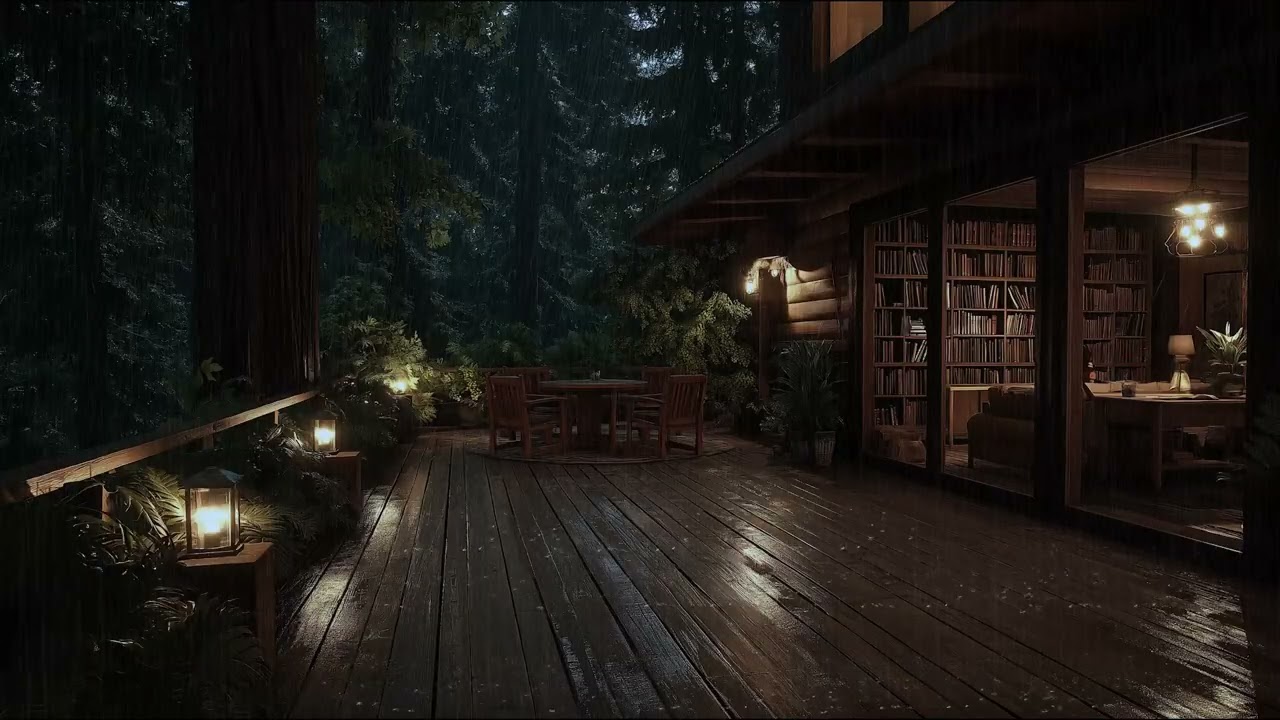 Cozy Rainforest Treehouse Night with Gentle Rain Sounds for Deep Sleep, Relaxation, and Calm