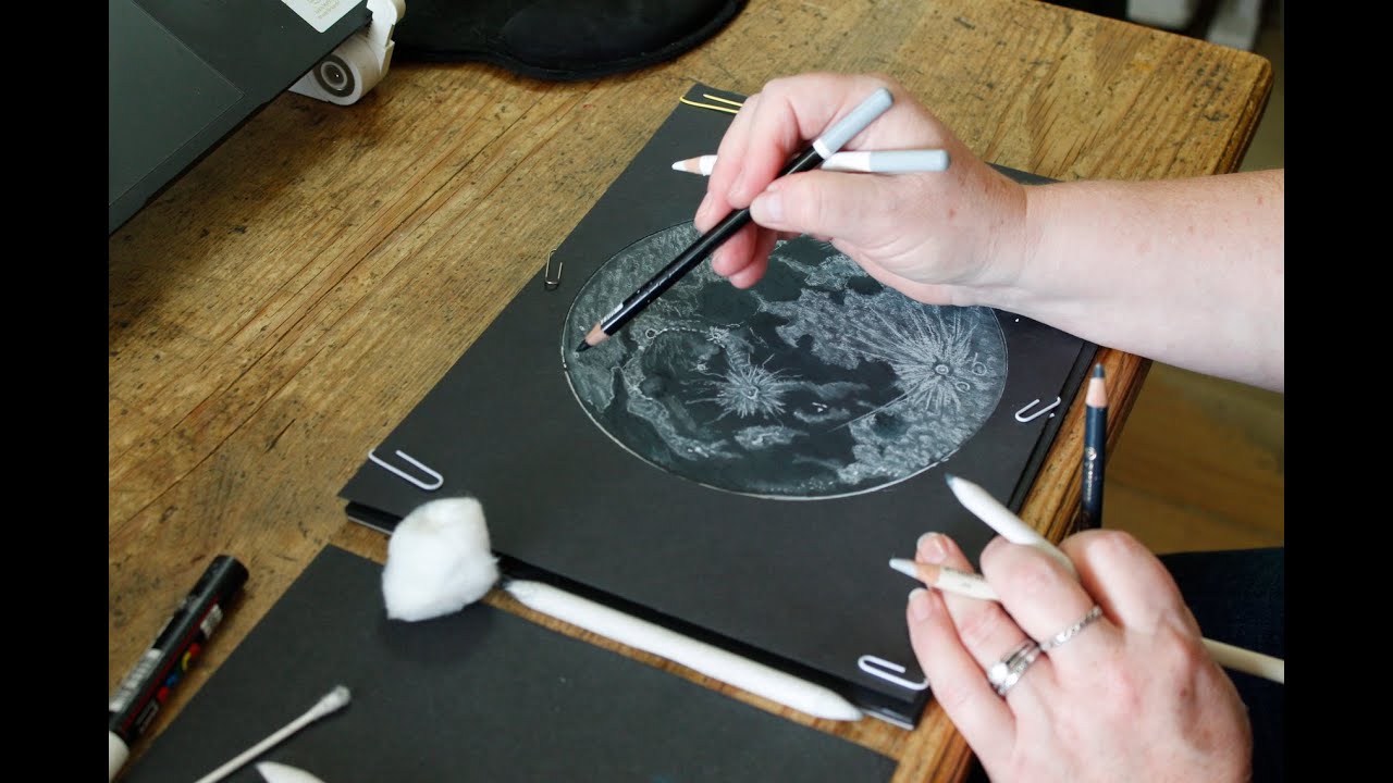 Creating a pastel drawing of the Moon - wedding anniversary gift commission