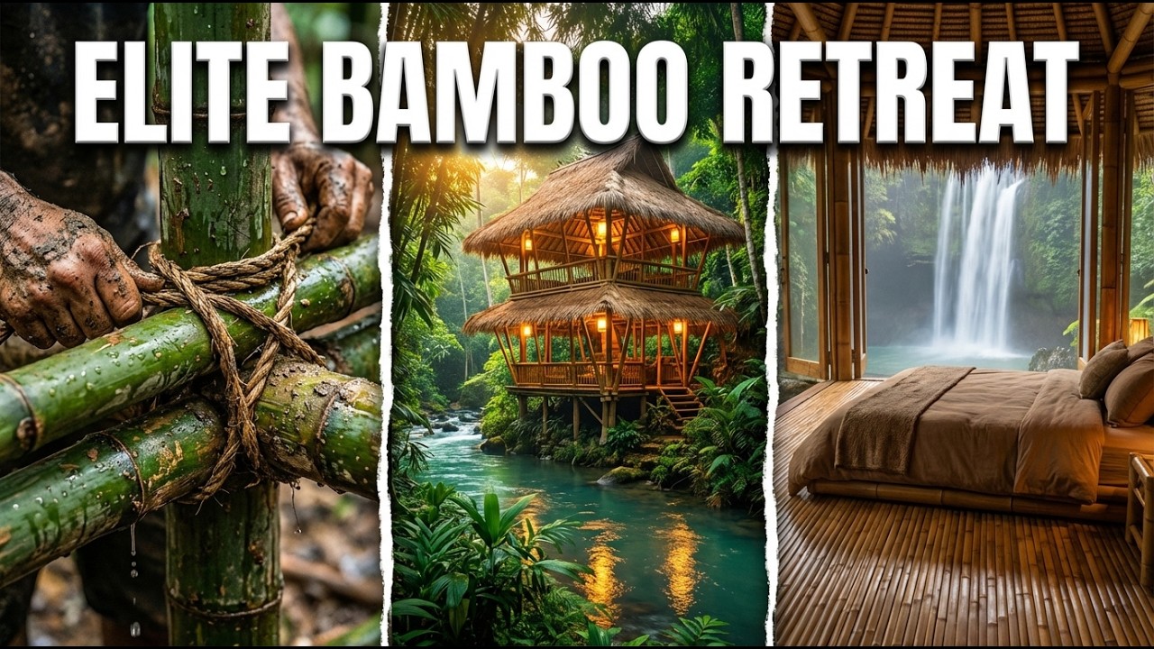 ASMR Sounds Survival - Building a High -End Bamboo Retreat with River Views