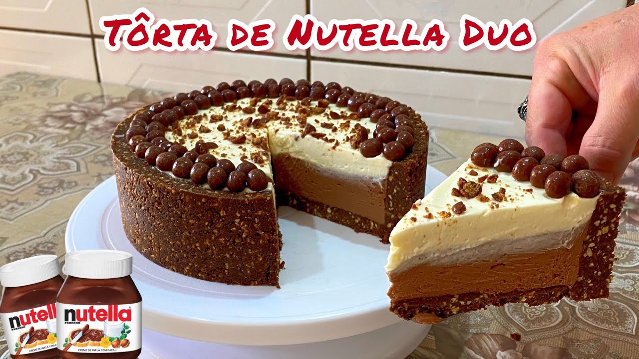 TORTA DE NUTELLA DUO - SEM FORNO, SEM FARINHA, SOBREMESA INCRIVELMENTE DELICIOSA