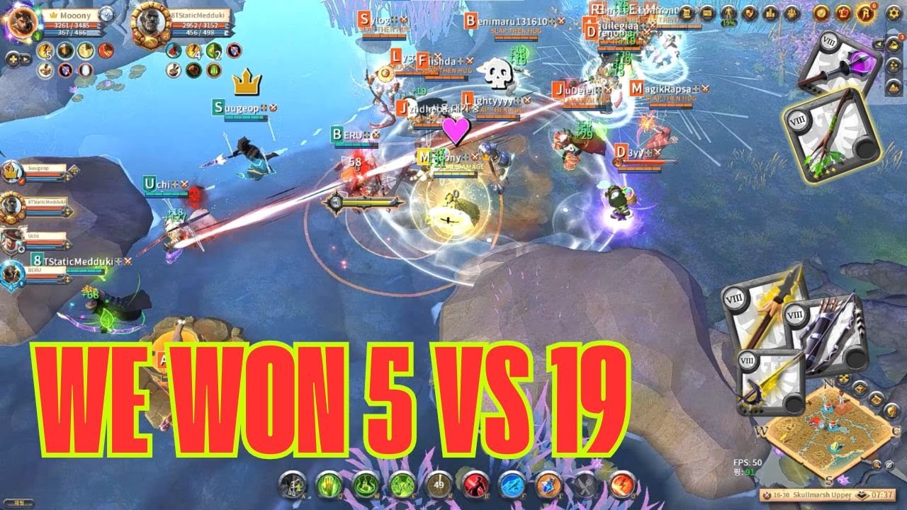 AlbionOnline | 5 v X | WE WON against 19 l Heavy Outnumbered Fights | Nature POV | 소규모 | 알비온