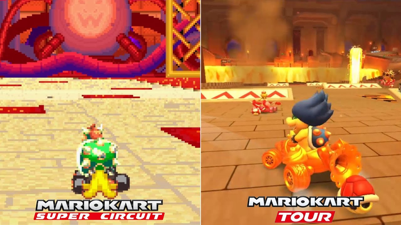 Evolution Of GBA Bowser's Castle 4 Course In Mario Kart Games [2001-2023]