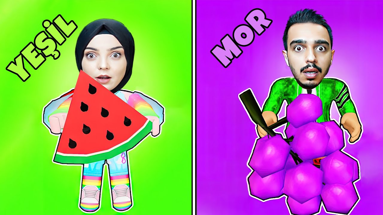 SADECE TEK RENK YİYECEKLERİ YE !! 😱 Roblox Eat Same Color Food Challenge