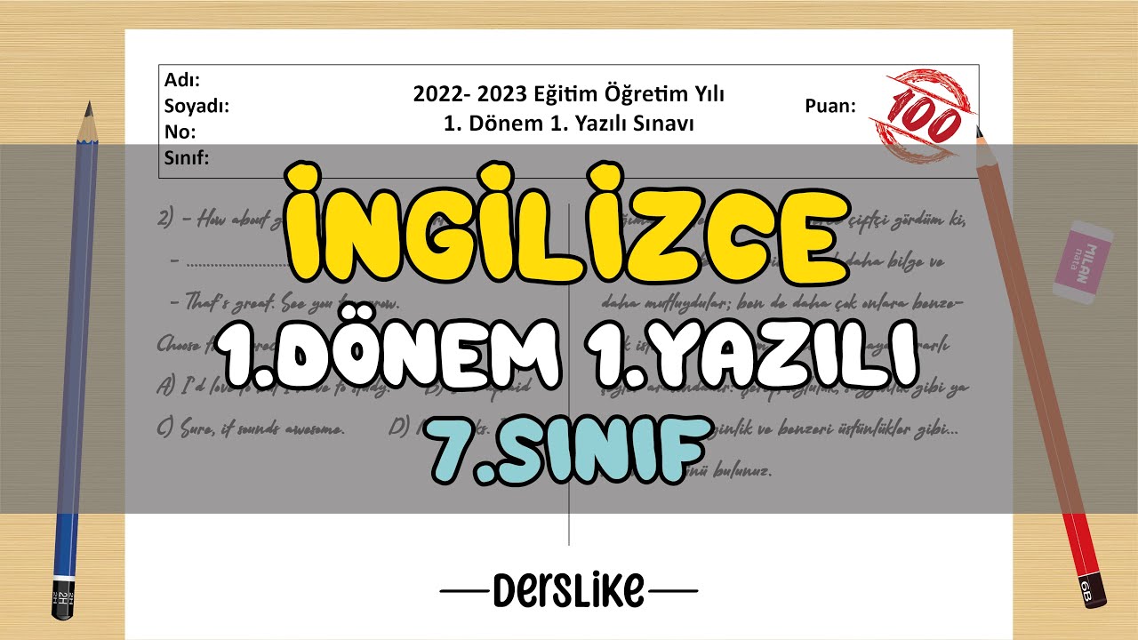 7. Sınıf İngilizce 1.Dönem 1.Yazılı Soruları #2023