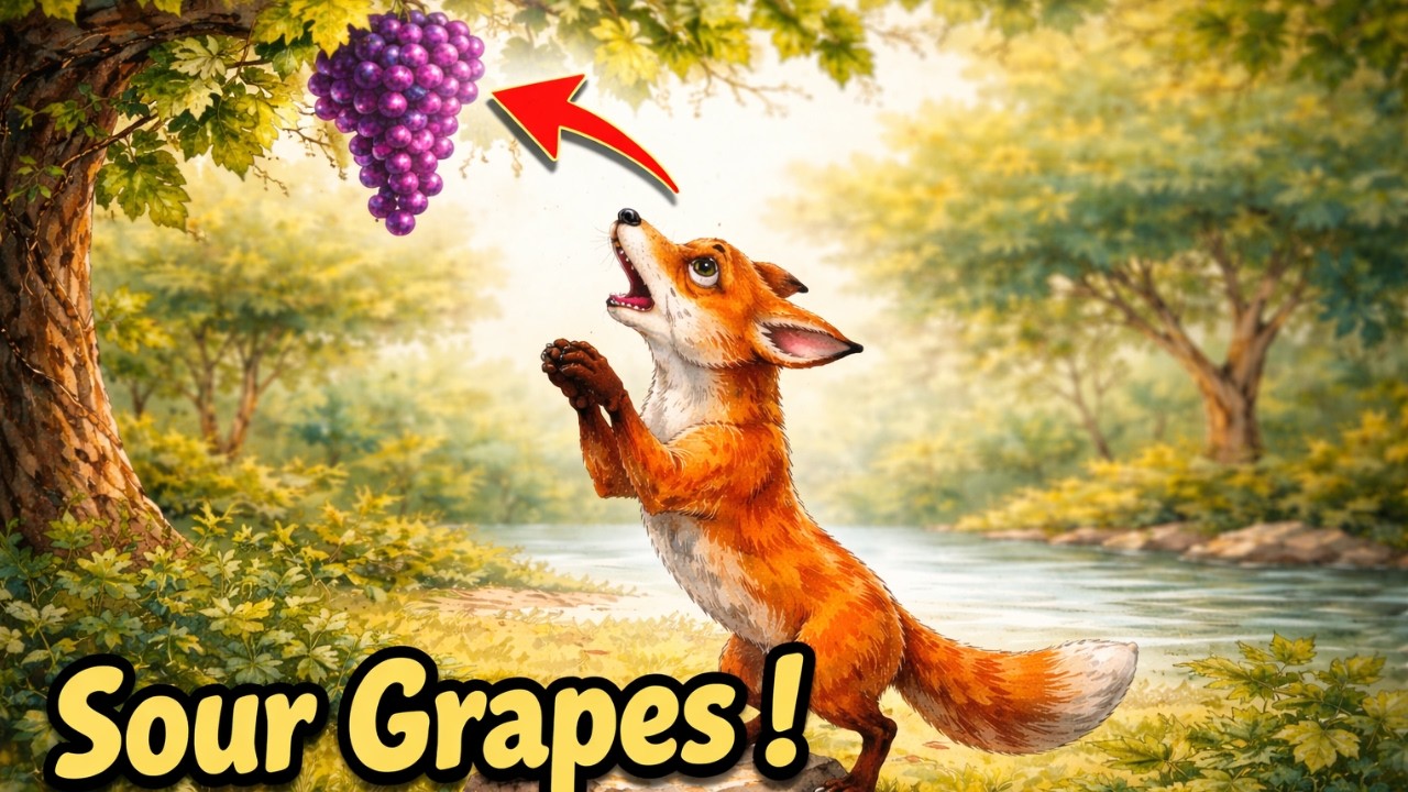 The Fox and the Grapes | Level 1 English Story for Beginners | Easy Vocabulary + Examples | Story