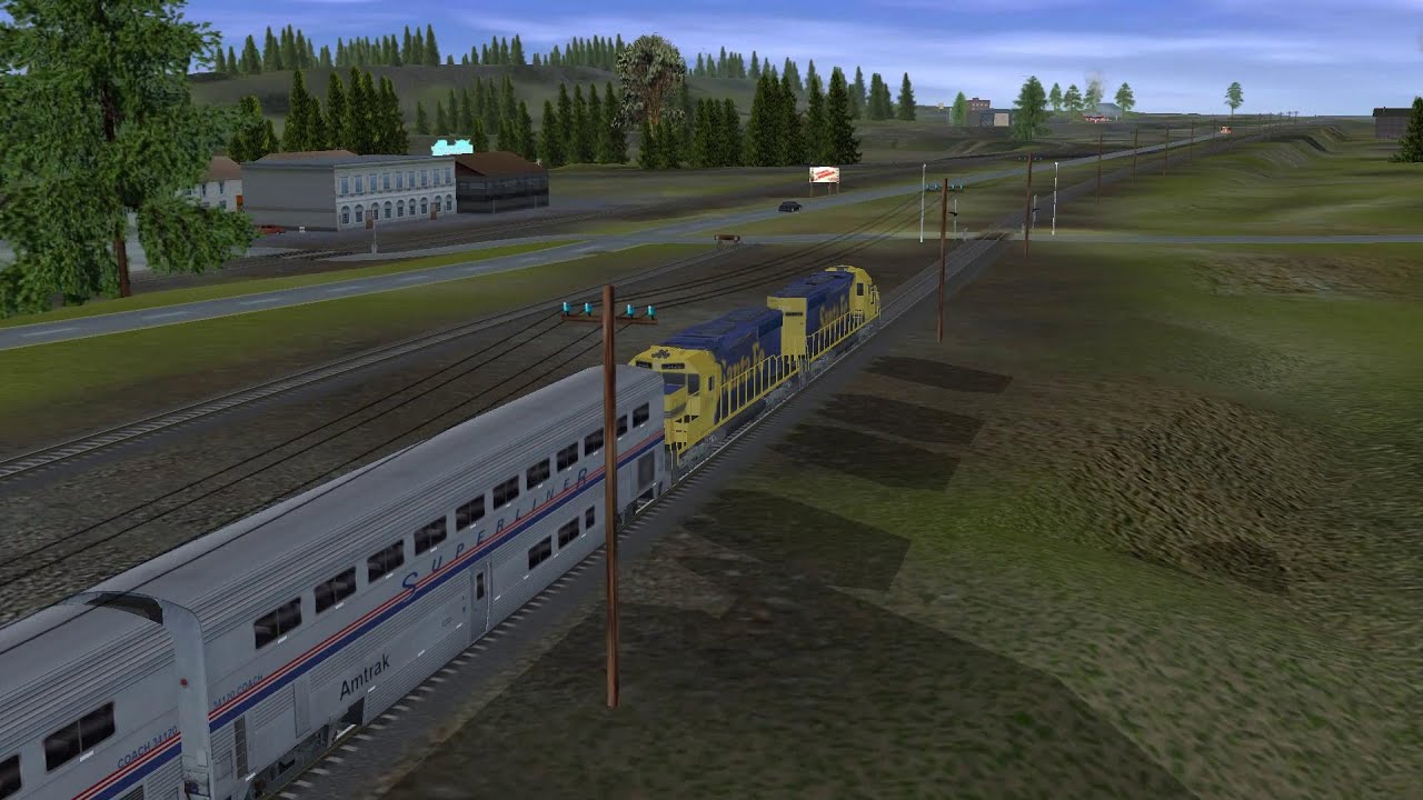 Trainz Railroad Simulator 2006 Marias Pass Approach Start  (Amtrak 7)   Auran 2006
